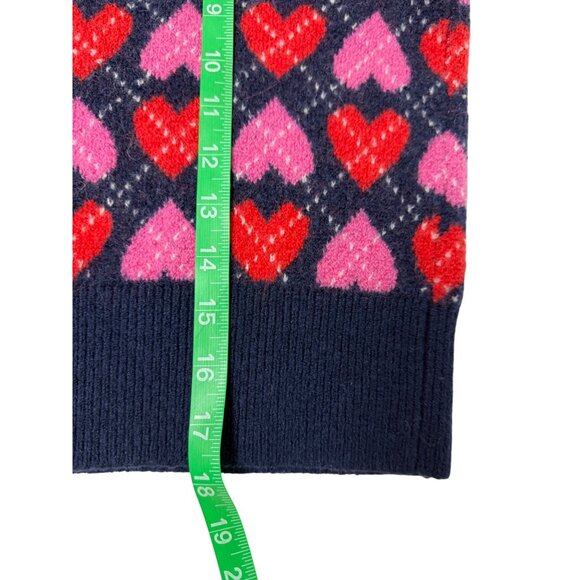 XL 12 14 Crewcuts Girls Heart Argyle Crewneck Sweater Alpaca Wool Blue Red Pink - Picture 9 of 9